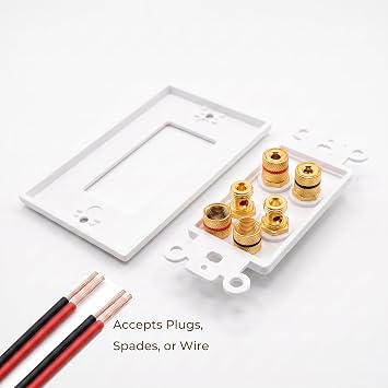 Speaker Wall Plate Banana Plug Wall Plates Speaker Wire Plate (1, 4-Port)