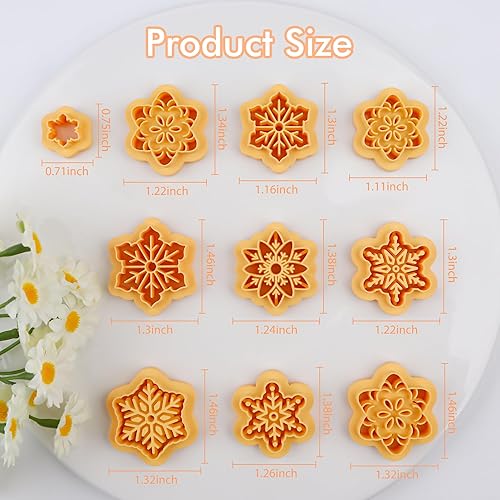 Miniatura 4 de Puocaon Cortadores de arcilla de invierno de nieve, 10 piezas de cortadores de arcilla para decoración de copos de nieve de Navidad para joyas de