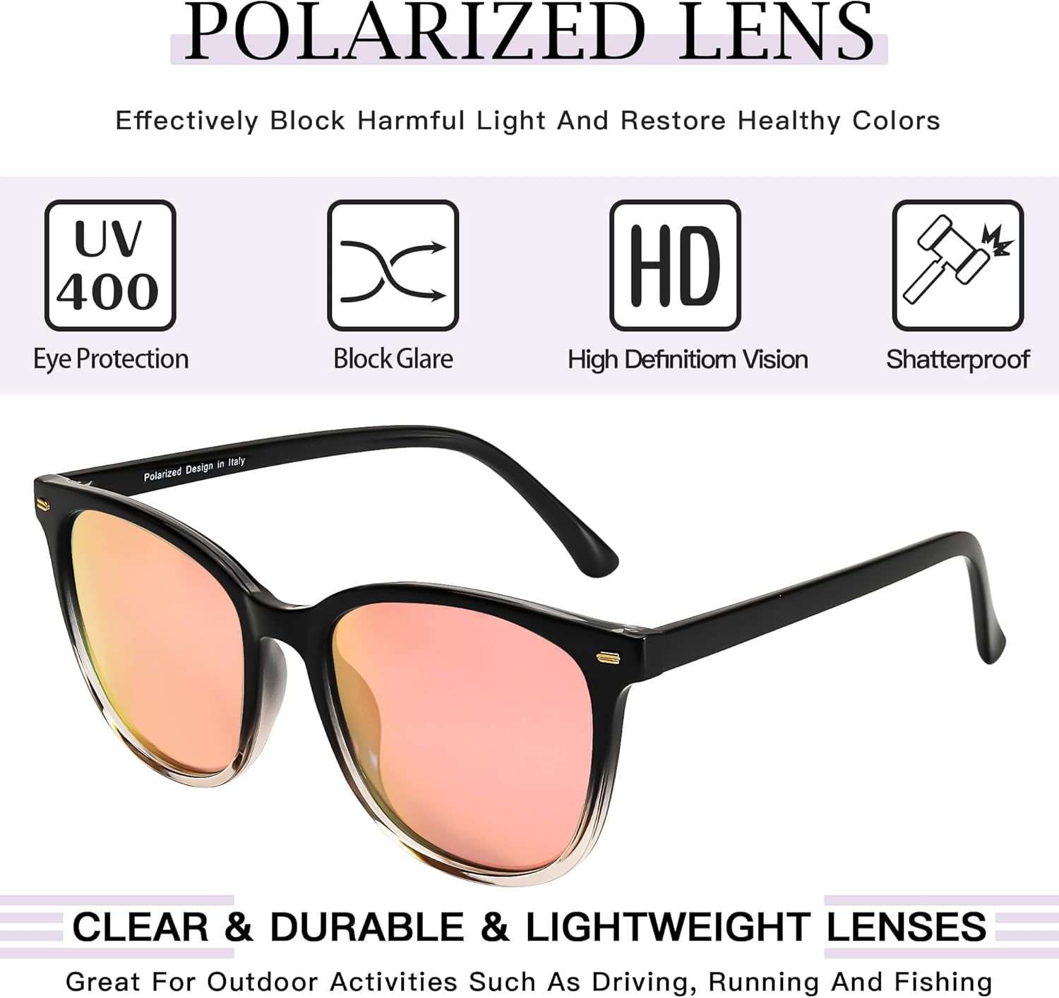 SIPHEW Mirrored Polarized Sunglasses for Women - Designer Oversized Square Beach Eyewear w UV400 Protection - Image 5