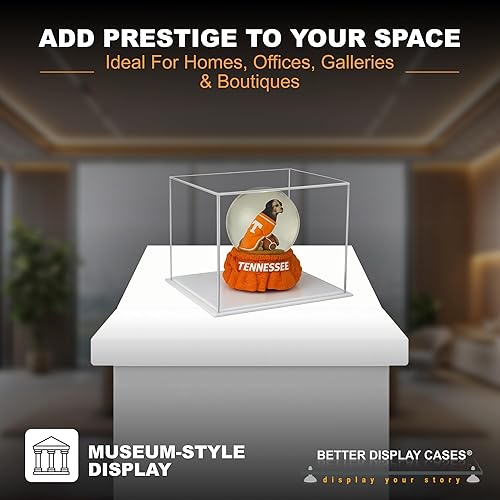 Vista 583 de Better Display Cases Versátil vitrina de acrílico transparente - Caja rectangular grande con base blanca 18" x 12" x 3" (BK09)