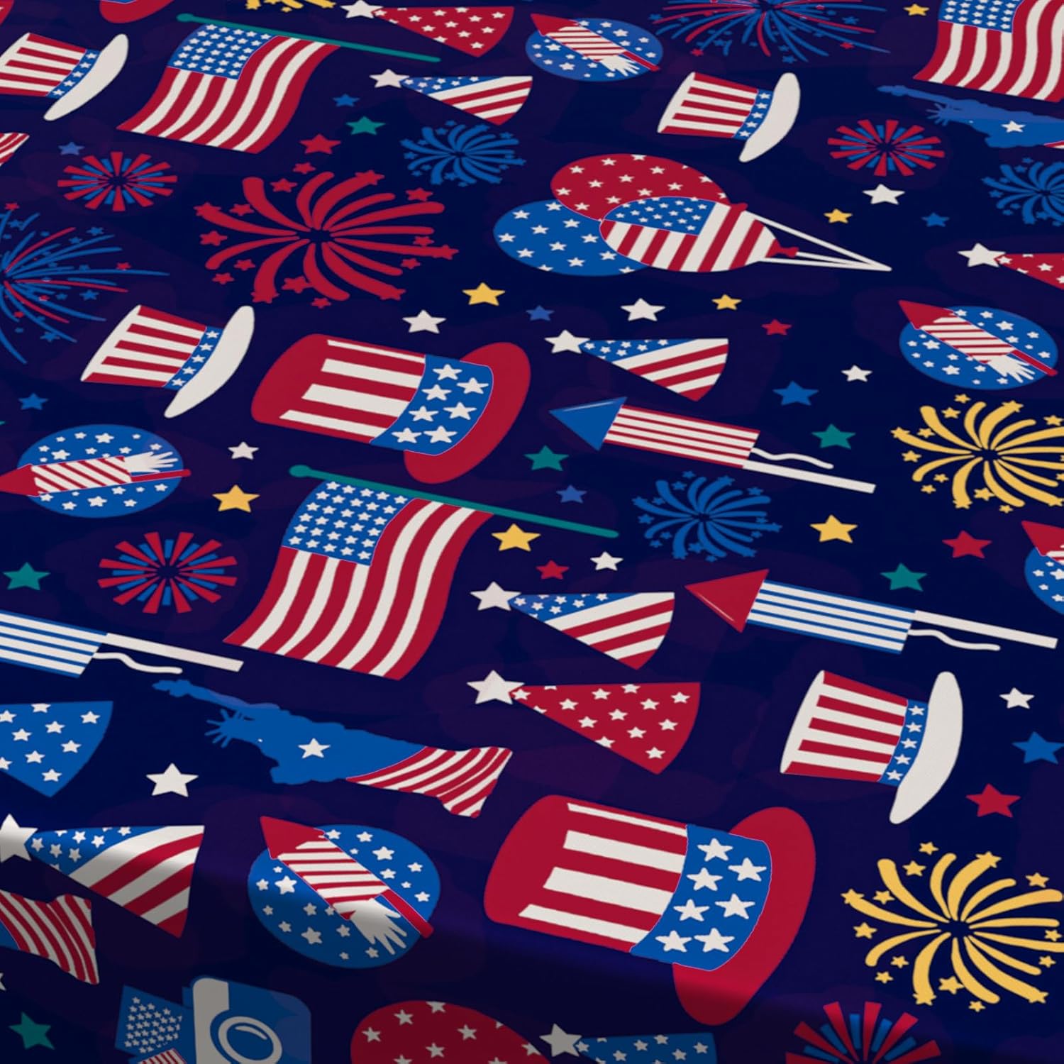 4th of July Oval Tablecloth Memorial Day Patriotic American Flag Table Cloths for Indoor and Outdoor Kitchen Dining-60 x120