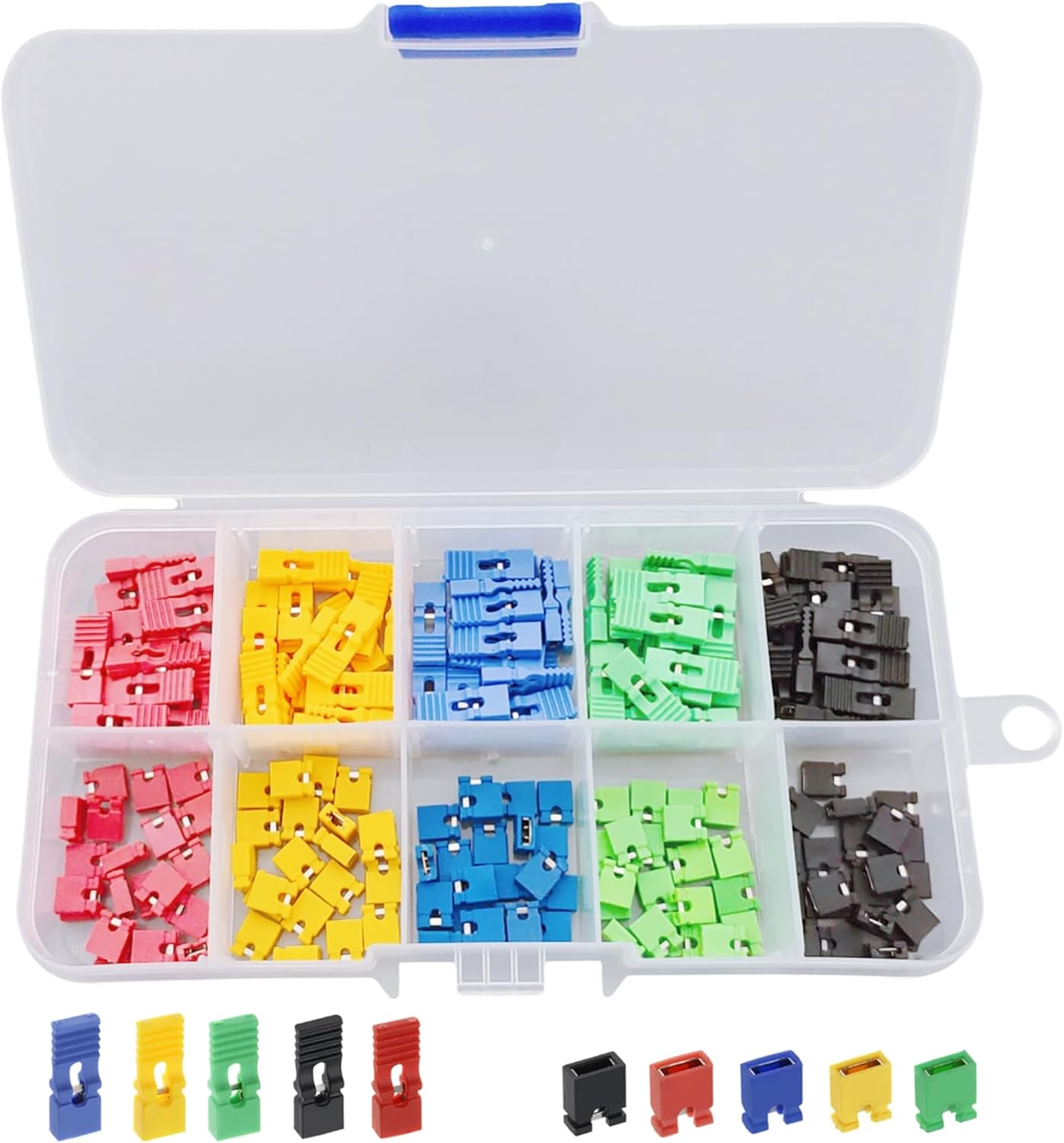 200PCS Mixed Jumper Caps Kit 2.54mm Pitch Standard Circuit Board Short Circuit Cap Pin Blocks for Arduino Raspberry Pi PCB PC DIY Repair Parts