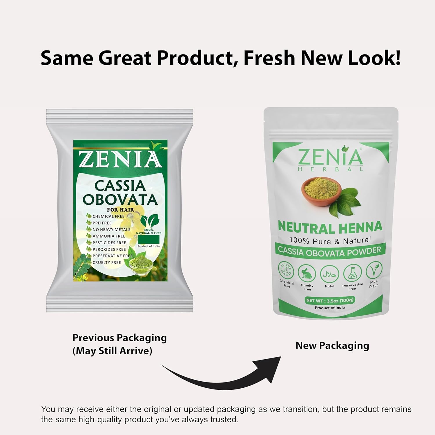 Zenia 100% Pure Neutral Henna Powder (Cassia Obovata) | 2.2lbs (1kg) | Colorless Henna for Hair | Natural Hair Conditioner | for Silky, Soft & Shiny Hair