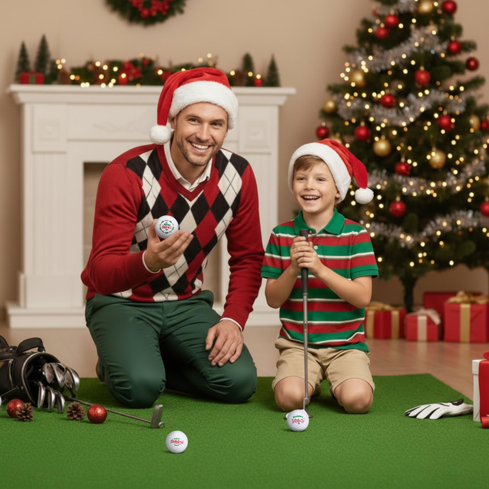 BBTO Juego de 3 Pelotas de Golf Navideñas con Caja Regalo