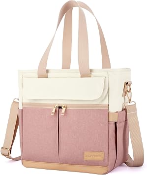 JOYHILL Lunch Bag for Women, Leakproof Insulated Lunch Box with Shoulder Strap, Adult Reusable Lunch Cooler Tote Bags for Work Picnic Camping School Beach, Pink