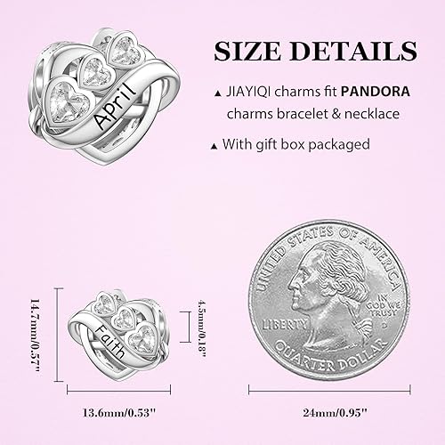 Miniatura 3 de JIAYIQI Dije de piedra natal para pulsera, plata de ley 925 con corazón de amor infinito grabado simboliza, dijes de feliz cumpleaños para pulsera