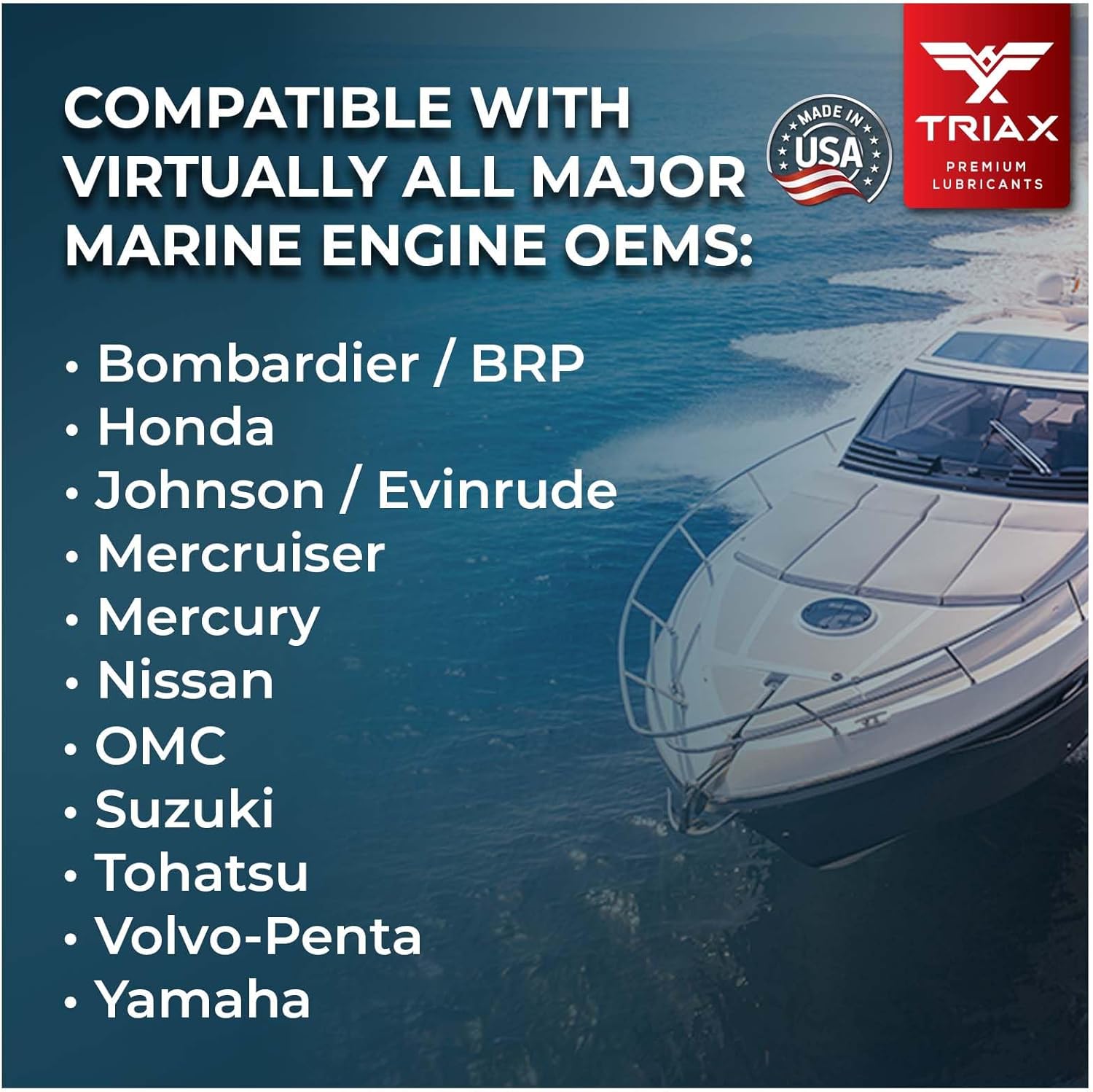 TRIAX Marine Ultra 25W-40 Full Synthetic 4-Stroke Engine Oil, NMMA FC-W, JASO MA | For all Inboard, Outboards, Personal Watercraft, and Supercharged Marine Engines (5 Quart)