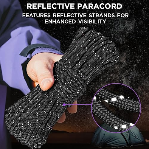 Vista 104 de TECEUM - Cuerda resistente 1000 de 1000 / 200 / 100 / 50 pies, más de 40 colores, cuerda para supervivencia y campamento, cuerda de nailon Patriot