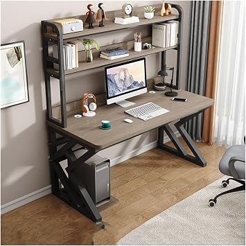 Work Desk Computer Desk, Desktop, Home Office, Cabinet Combination, Learning and GamingGris,140x60x170cm