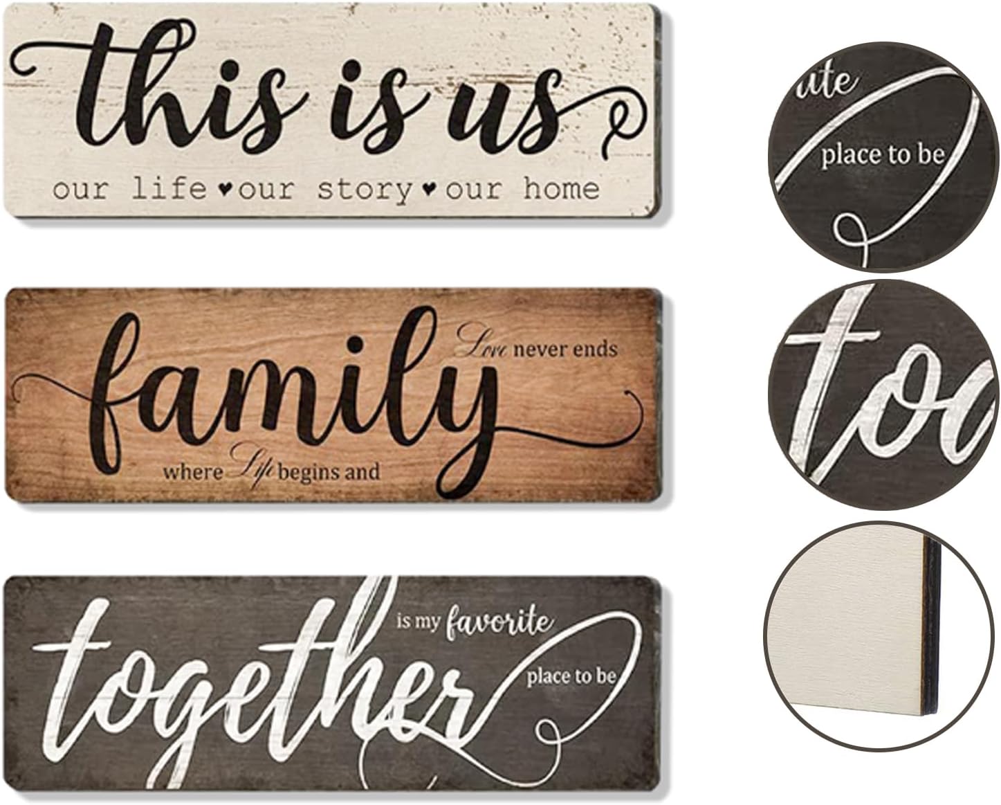3pcs Wooden Wall Sign This is Us Family Sign Decoration - Wooden Hanging Wall Sign for Bedroom, Kitchen, Christmas Decorations