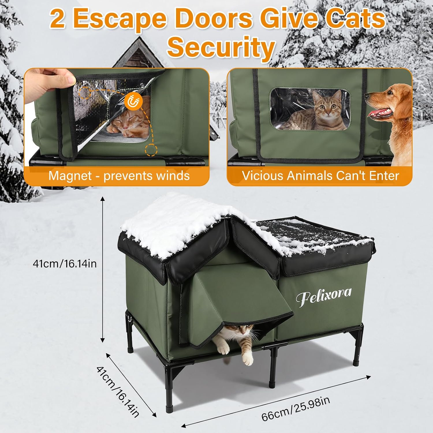 Heated Outdoor Cat House for Winter, Weatherproof Insulated Warm Kitty for Outside Feral Cats