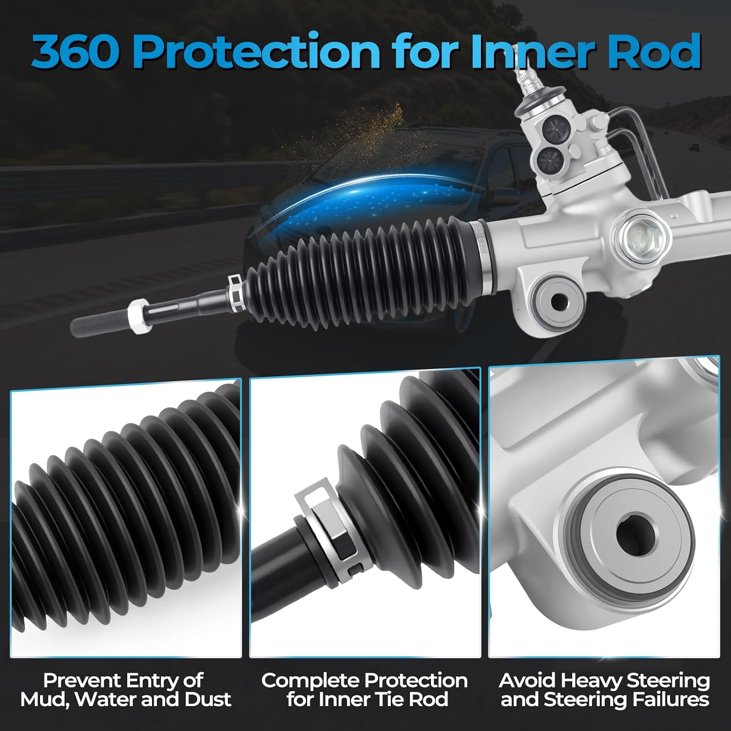 Hydraulic Power Steering Rack and Pinion Compatible with 2004-2006 Toyota Sienna 3.3L, 2007-2010 Sienna 3.5L OEM# 26-2619 4425008040 4425008030