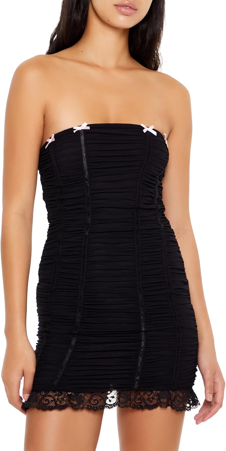 Forever 21 Womens Ruched Two-Tone Mini Tube Dress - Image 2