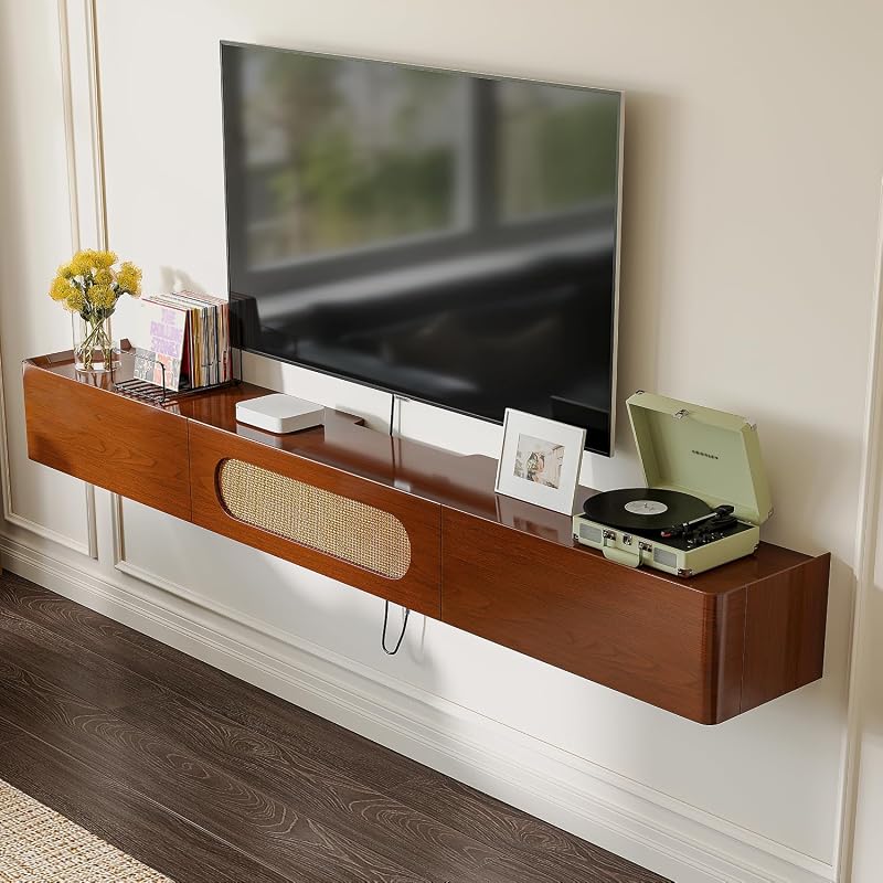 FurniNova 70'' Floating TV Stand, Walnut image 4