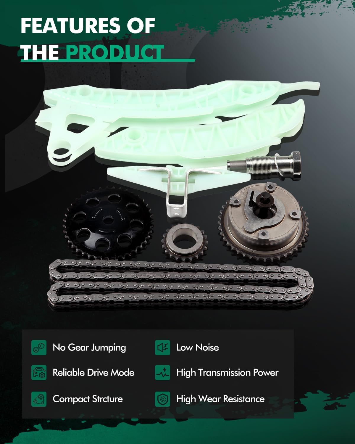 SCITOO HJ-02004-CH Engine Timing Chain Kit Sets Replaces for 2007 2008 HJ-02004-CH