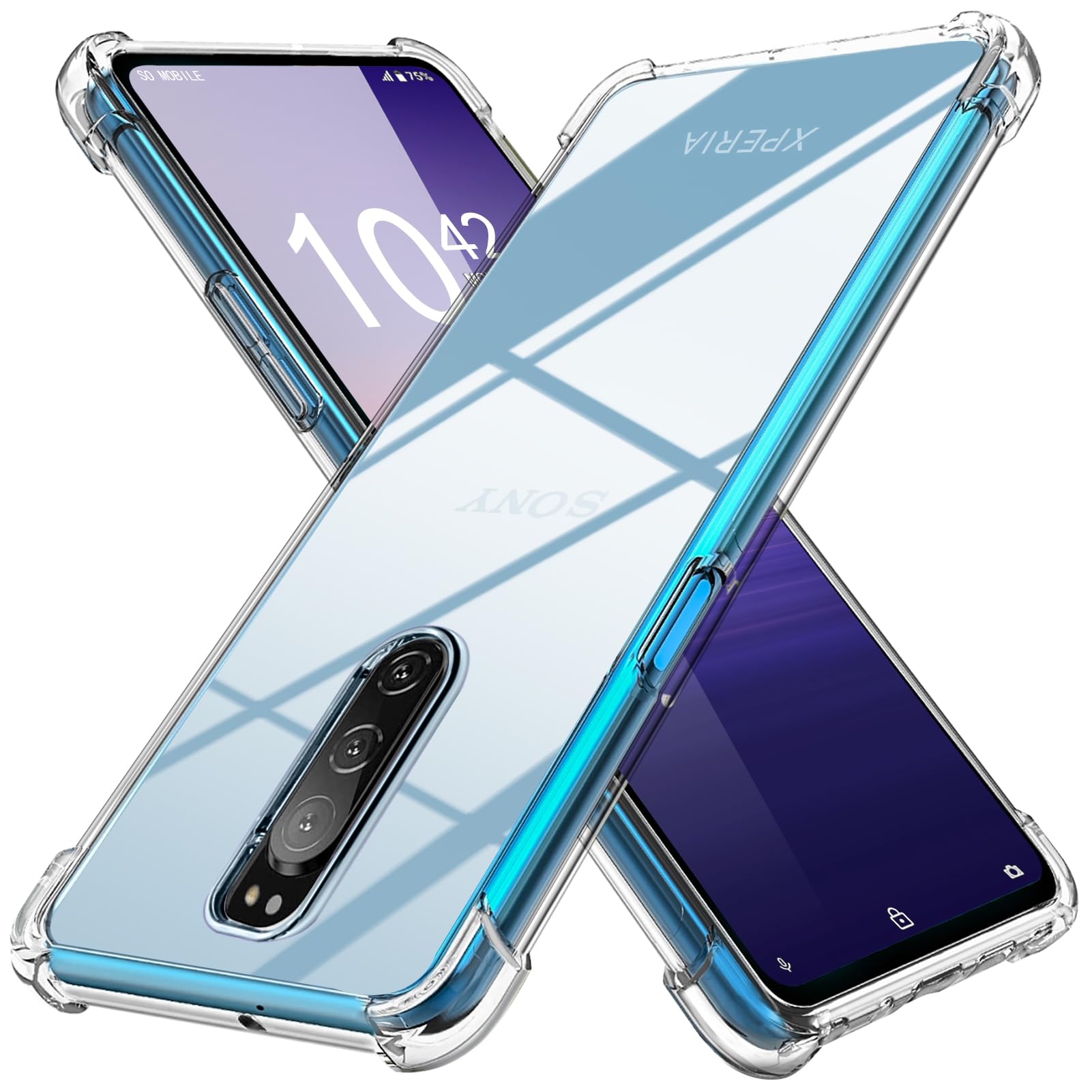 Xperia 1 用 ケース クリア 薄型 グラデーション色 ケース SO-03L SOV40 用 ケース 軽量 tpu 耐衝撃 スマホケース 透明 米軍MIL規格取得 おしゃれ 黄変防止防塵一体型 人気 エクスペリア 1 用 携帯カバー 透明 MD-JBK-003-08