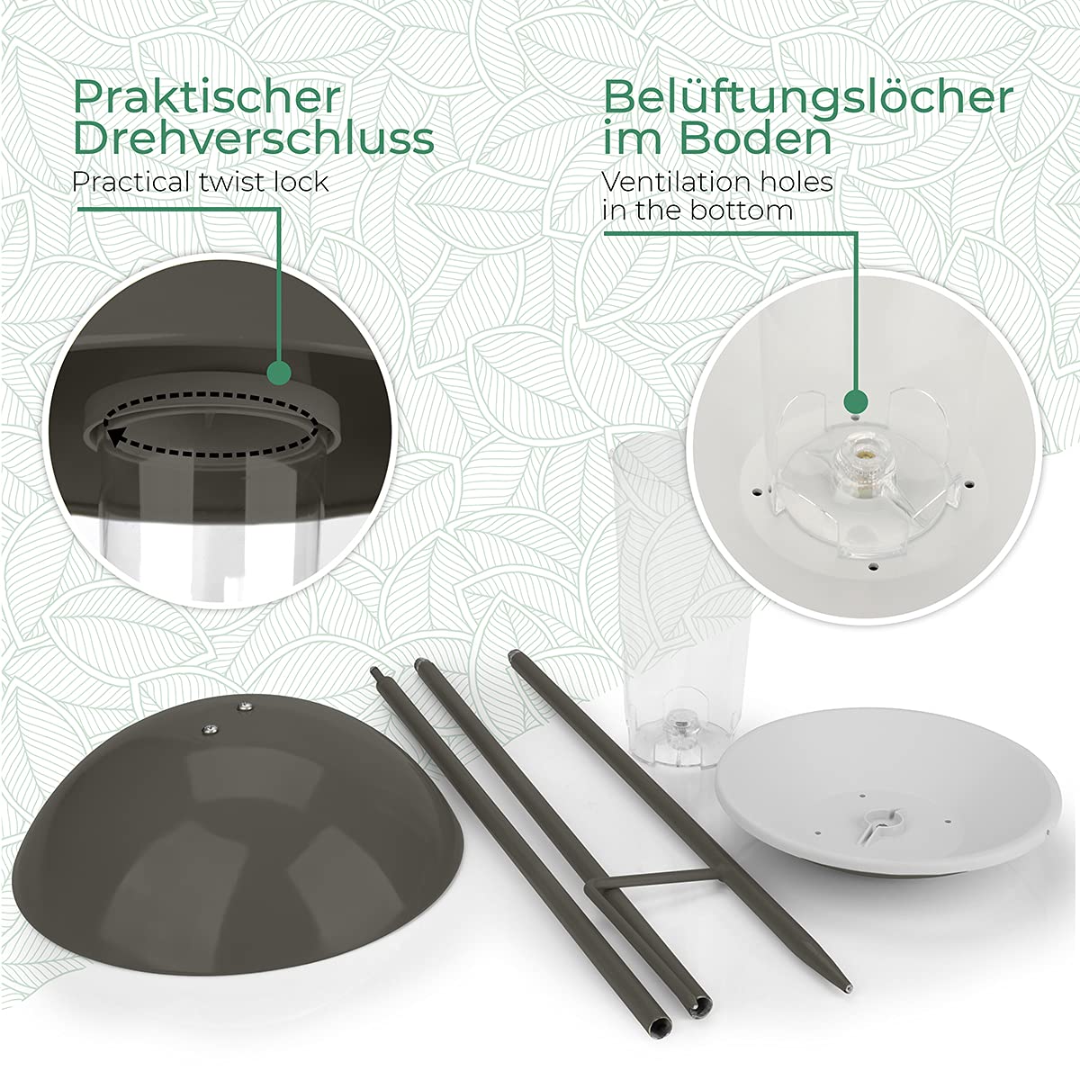 WILDLIFE FRIEND I Vogelfutterspender mit Steckstab 141 cm, Vogelhaus - Futterstation, Futterspender für Wildvögel, Grau [Dark Grey]