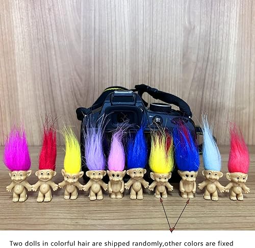 Vista 2 de 10 mini muñecos Troll de PVC vintage Trolls Lucky Doll Mini figuras de acción de 1.2 pulgadas para pasteles cromáticos adorables colección de chicos