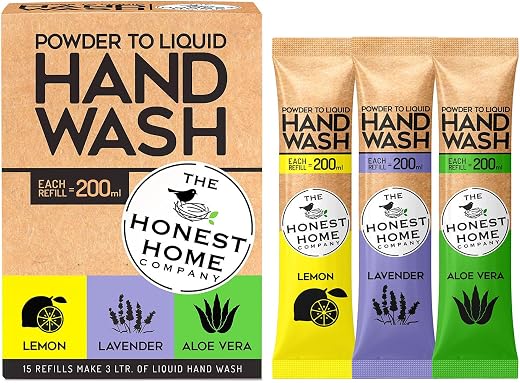 The Honest Home Co. | Powder to Liquid Hand Wash | Handwash Refill | | 3 Litres | Kills 99.9% Germs | Soft on Skin | 15 Sa...