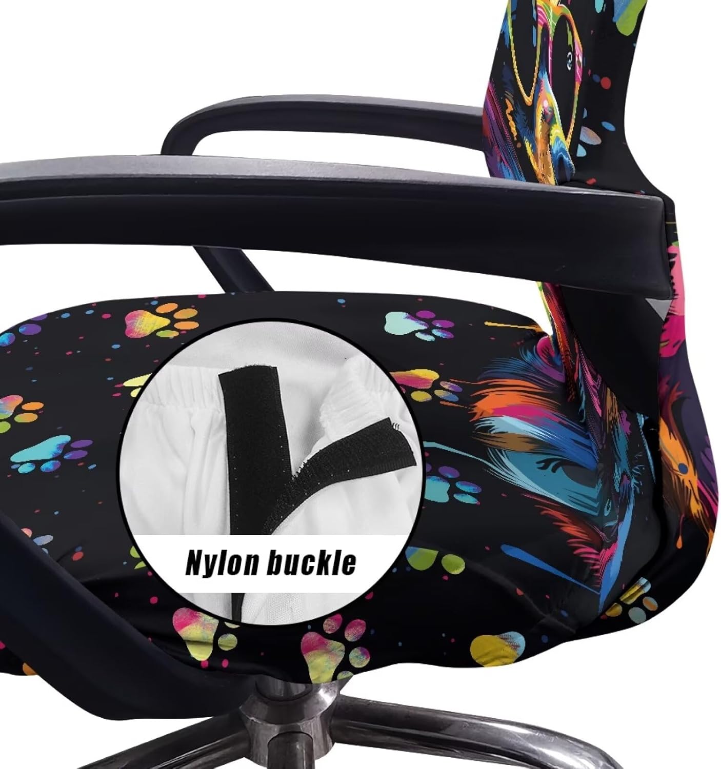 Talayituse Dachshund Paw Print Office Chair Cover Rolling Desk Chair Cover Gaming Chair Covers Stretch Washable Computer Chair Slipcovers for Swivel Chair Armchair Computer Boss Chair, Large