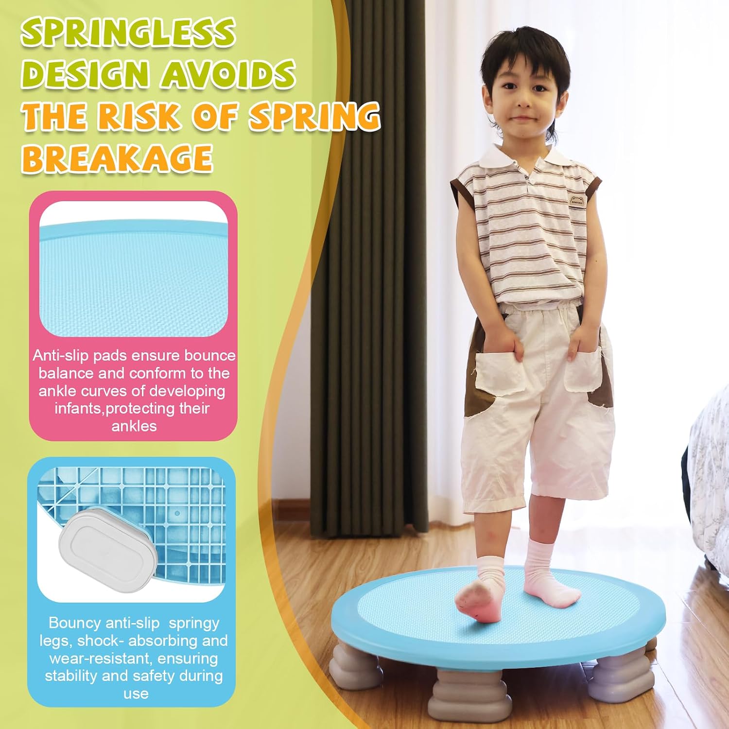 Mini Trampoline for Kids, Bounce Board with Non-Slip Base for Autistic Kids image 5
