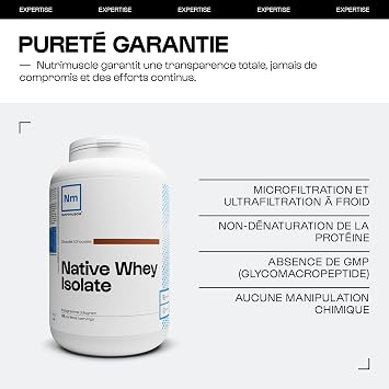 100% Pure Native Whey Isolate | Extra Protein Powder (90%) • French Milk • Muscle Building • Bodybuilding | Nutrimuscle | Natural Vanilla Aroma - 1.5 kg