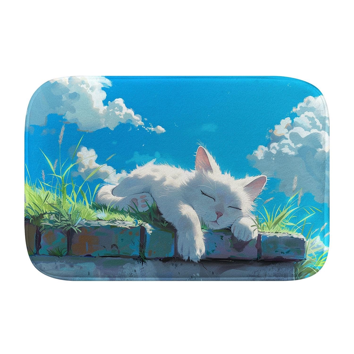 Tapis de bain chat mignon en mousse pour une salle de bain moderne et cocooning