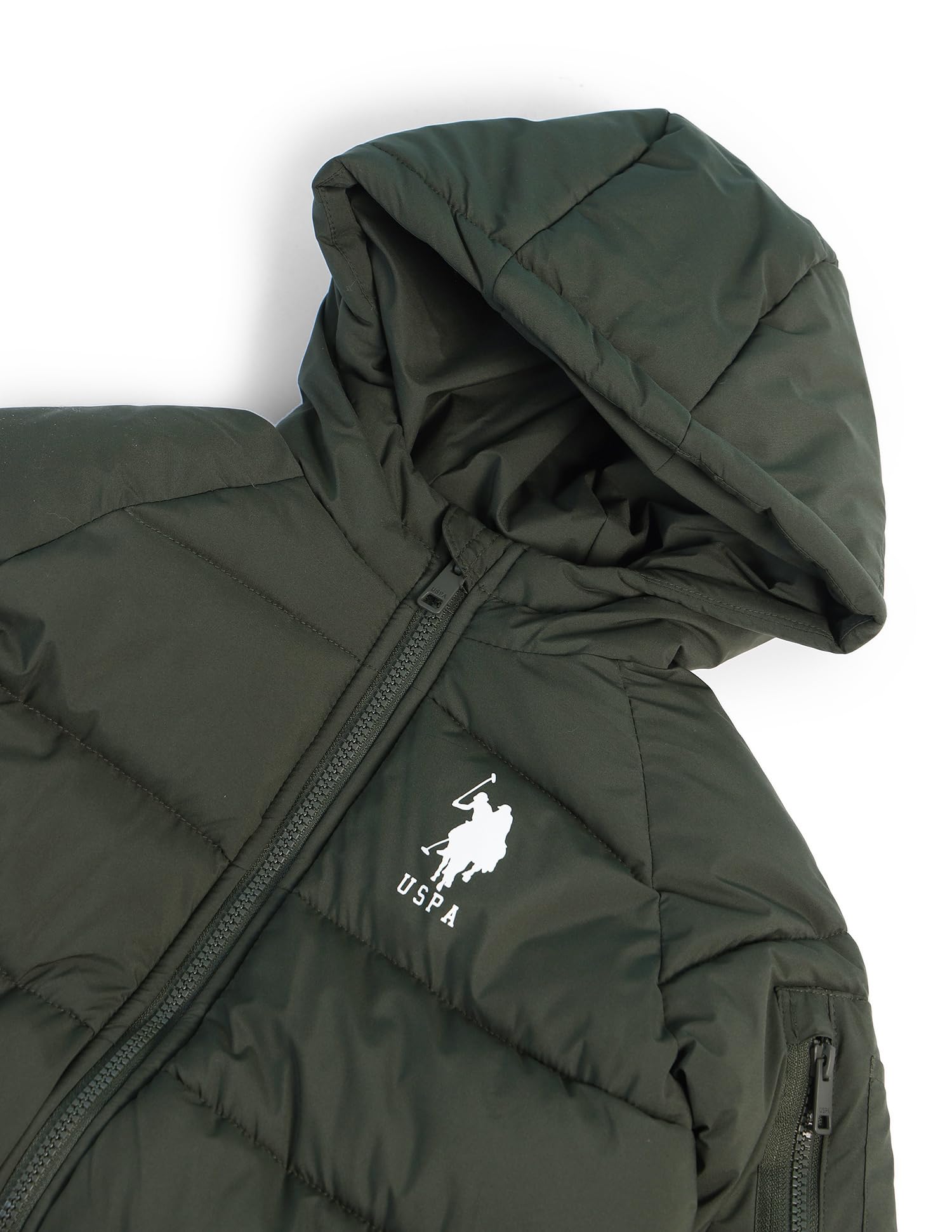 U.S. Polo Assn. Kids Regular fit Polyester Hooded Jackets (UKJCK0224_Green_12M)