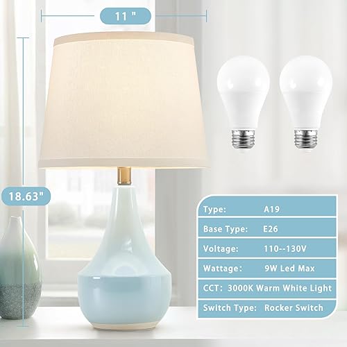 Miniatura 2 de GyroVu Juego de 2 lámparas de mesa, lámpara de cerámica de 18.63 pulgadas, lámpara clásica para mesita de noche, lámpara moderna y bonita para sala