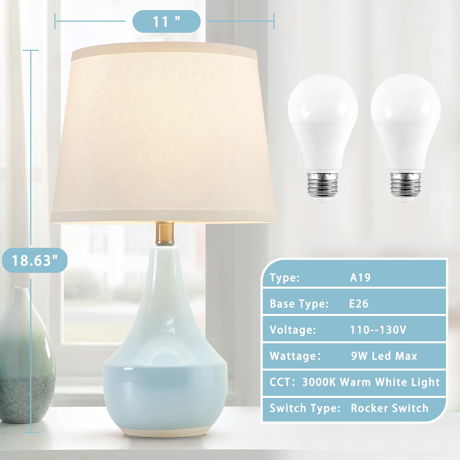 GyroVu Table Lamp Set of 2, 18.63” Ceramic Lamp Classic