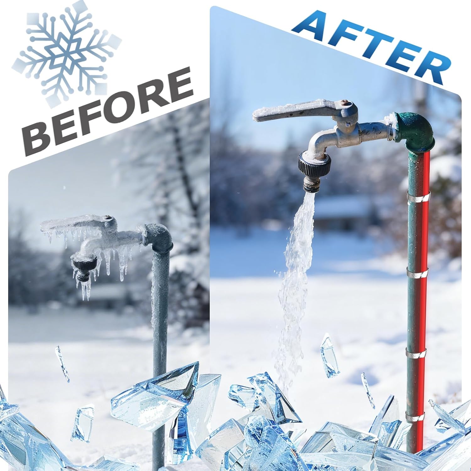 7 FT Heat Tape for Water Pipes, YeloDeer Electric Heating Cable with Thermostat for Metal and Plastic Home Pipes, Energy-Saving & Easy Installation Heated Trace ETL Listed, 120V 7W/FT