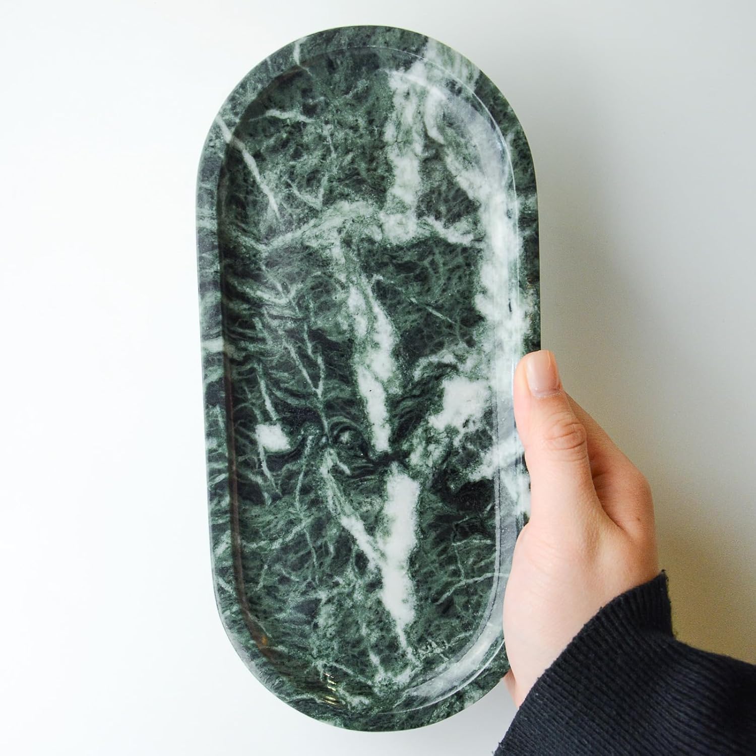 Marble Tray for Kitchen Counter,Stone Tray for Bathroom Countertop,Dresser Vanity Decor Tray,Storage Trays for Perfumes,Candles,Jewelry (Dark Green) - Image 7