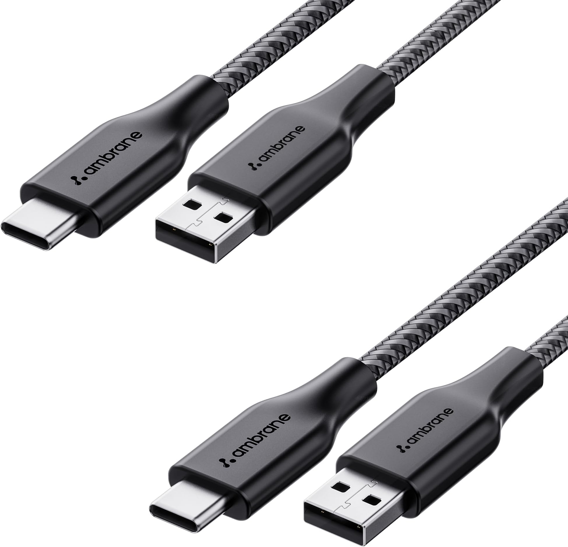 Braided Type C Cable (Pack of 2) Unbreakable 3A Fast Charging 1.5m for Smartphones, Tablets, Laptops & other Type C devices, PD Technology, 480Mbps Data Sync, Quick Charge 3.0 (RCT-15 Combo)