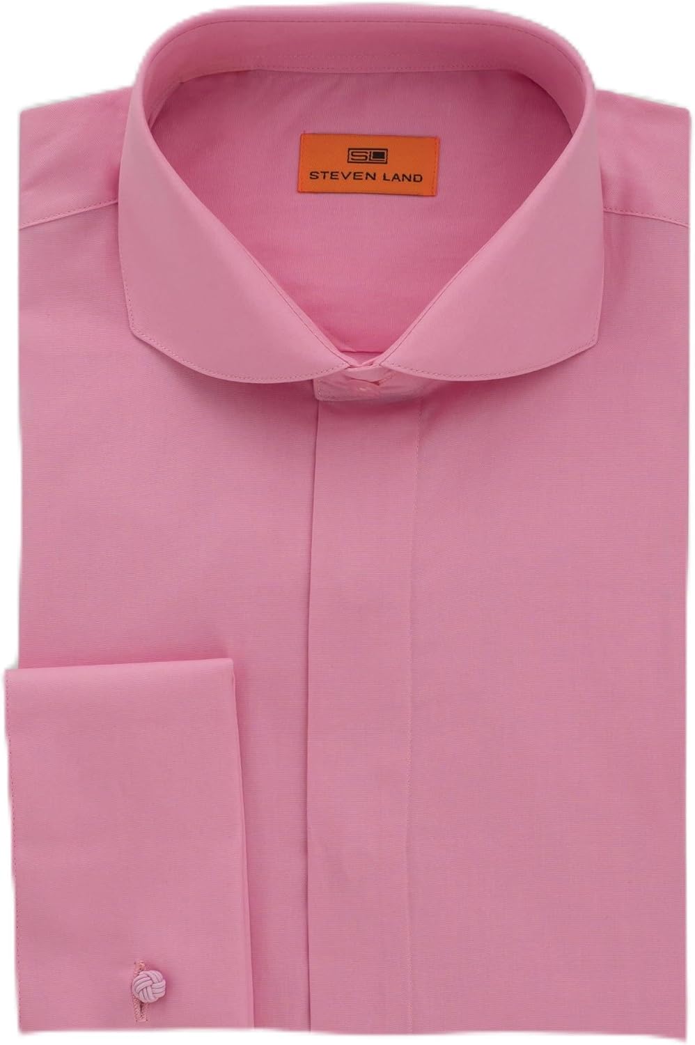 Steven Land Poplin Dress Shirt Hidden Placket 100% Cotton | Cutaway Collar | French Cuff Classic Fit