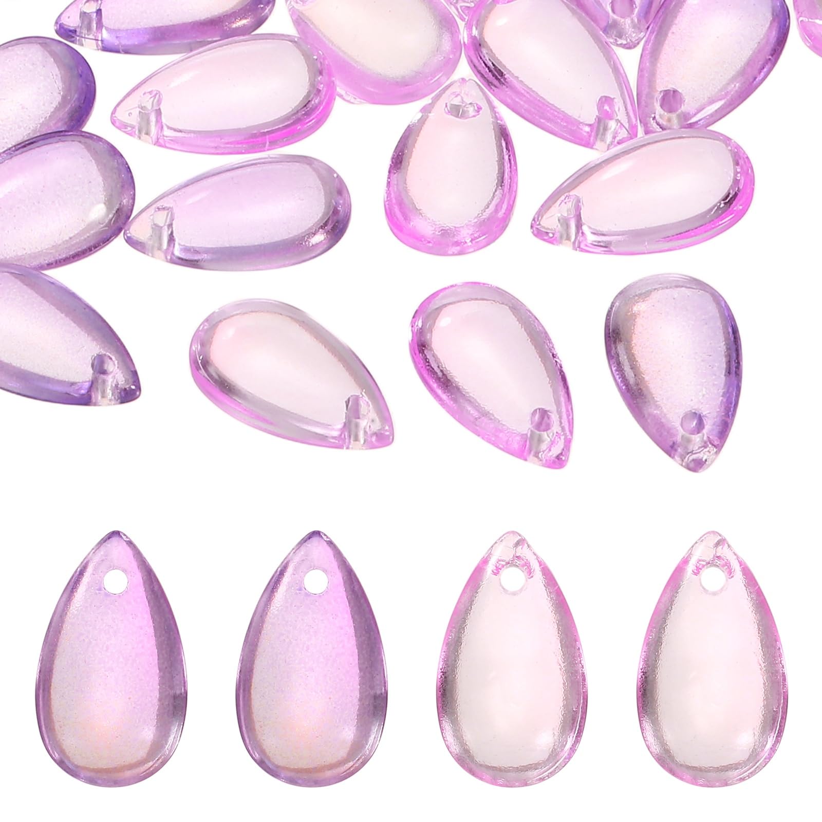 PATIKIL Teardrop Beads, 100Pcs Crystal Tear Drop Top Drilled Pendants Charm Teardrop Czech Glass Beads for DIY Jewelry Making Bracelets Necklace Earrings Craft, Violet/Dark Violet