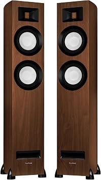 Fluance Ri91 Reference Stereo Powered Floorstanding Tower Speakers with High Performance AMT Tweeters, 2x6.5 Drivers, 150W Amplifier for Turntable, TV, PC - HDMI, Bluetooth, RCA & Sub Out Walnut