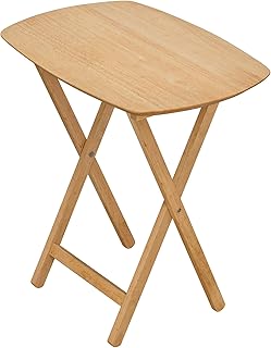 eHemco Oversized Hardwood Folding TV Tray Table for Dinner, Eating, 25.5 Inches, Natural