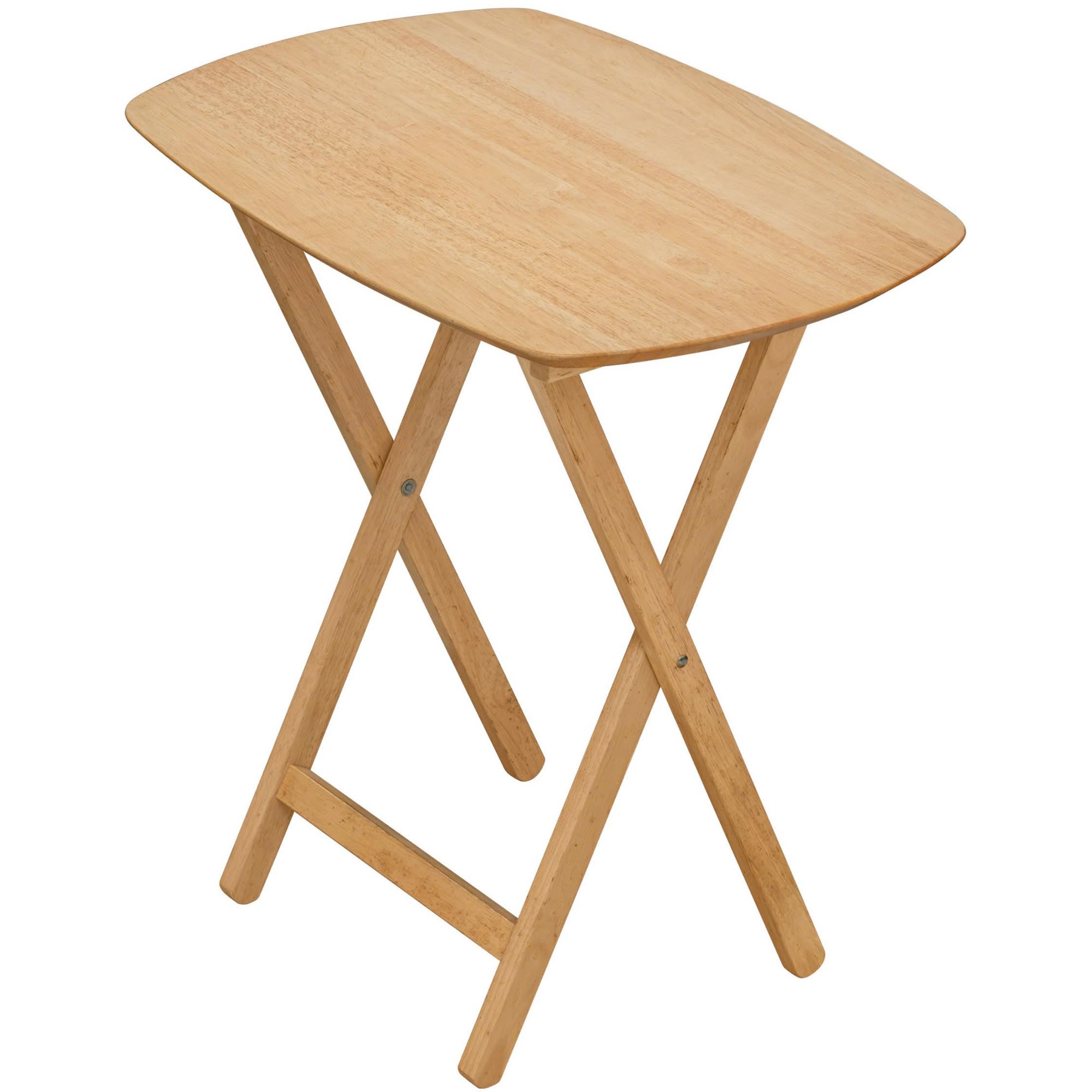 eHemco Oversized Hardwood Folding TV Tray Table for Dinner, Eating, 25.5 Inches, Natural