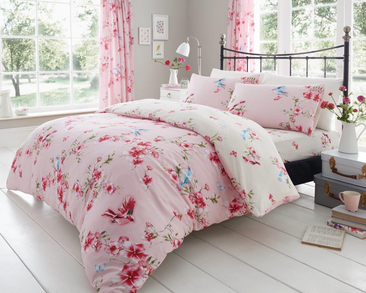 Gc Gaveno Cavailia Humming Bird-Blush Pink Gaveno Cavailia Easycare Printed Duvet Cover Modern Bedding Quilt Set Reversible Bedding Humming Bird Floral King
