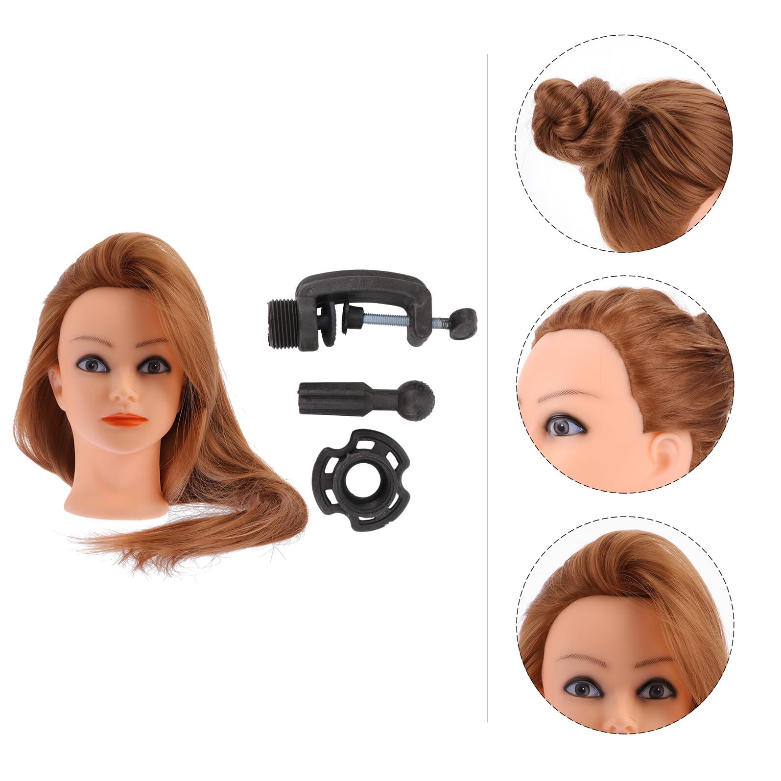 Schaufensterpuppe aus Hitzebeständigem Seidenmaterial mit Goldfarbton Inkl Ständer Haarstyling Kopf zum Frisieren und Flechten Geeignet für Kinder und Professionelle Friseure