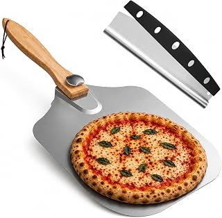 12 x 14 Inch Aluminum Pizza Peel Paddle Spatula With Rocker Cutter