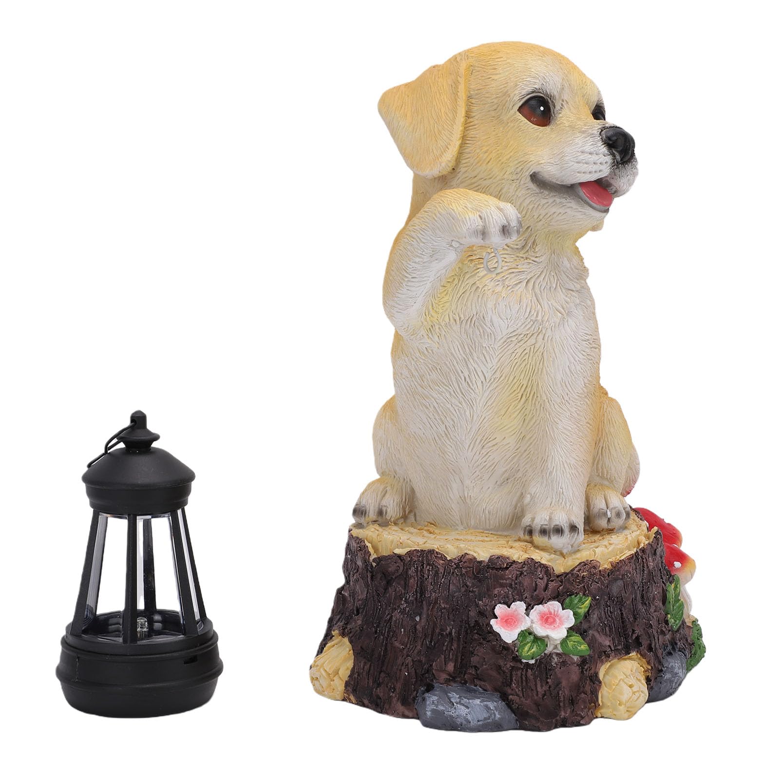 Solar Dog Lantern Resin Figurine For Outdoor