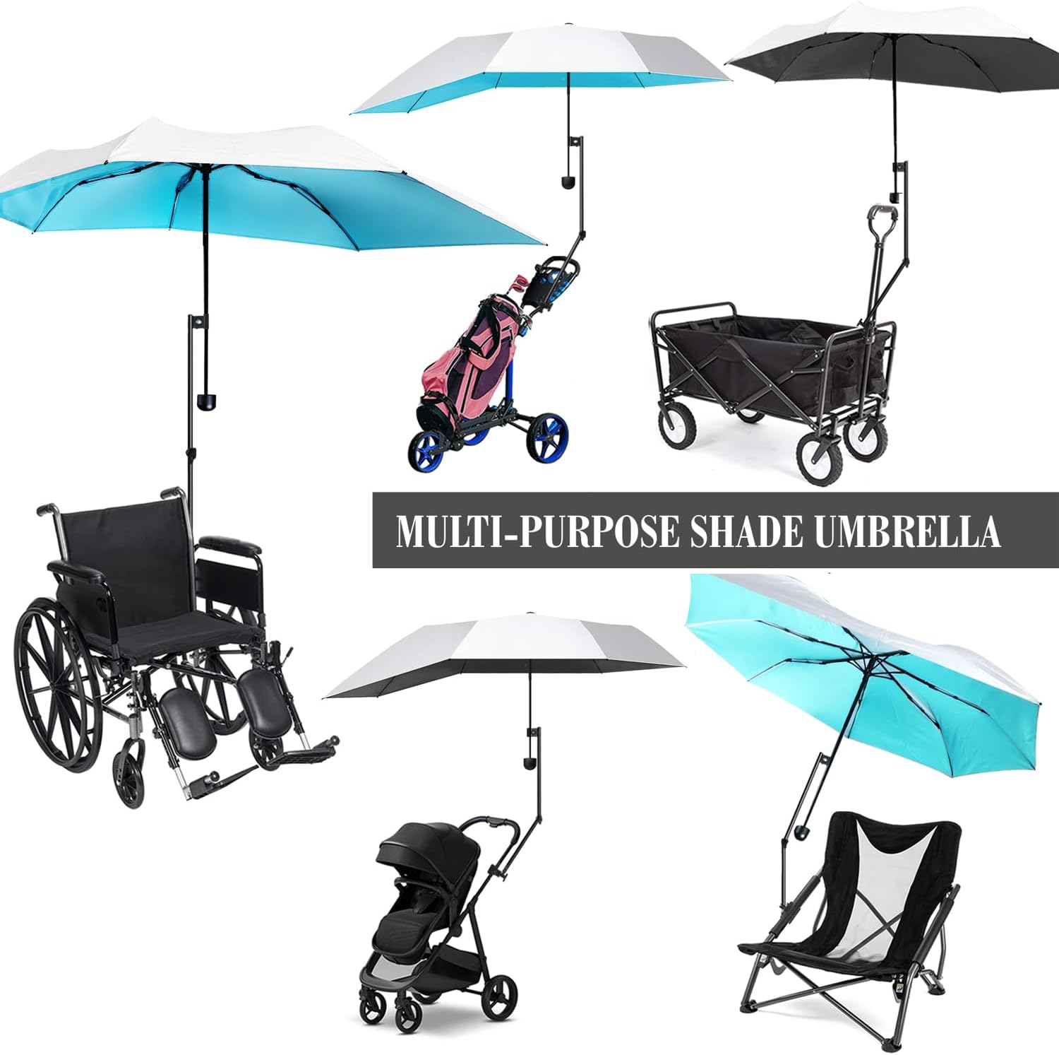 Upf 50+ Chair Umbrella With Clamp/Sun Shade - Portable Umbrella For Sports & Outdoors - Secure Clamp, 360-Degree Swivel Adjustable Position For Maximum Sun Protection - Image 7