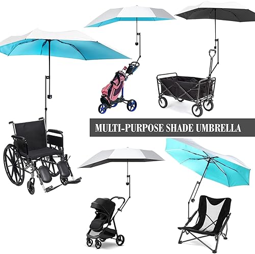 Miniatura 7 de Sombrilla de playa UPF 50+  Paraguas portátil para deportes y exteriores  Abrazadera segura, posición ajustable giratoria de 360 grados para una