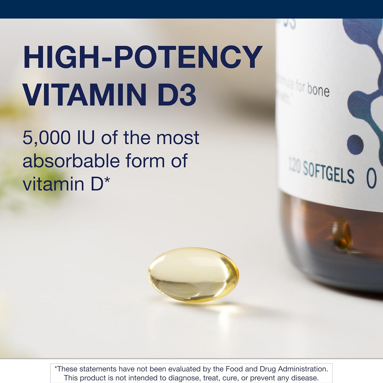 Metagenics Vitamin D3 5000 IU Supplement - High Potency Softgels for Immune, Bone & Heart Health* - 125 mcg Cholecalciferol in Coconut Oil for Enhanced Absorption* - Non-GMO, Gluten-Free - 120 Count