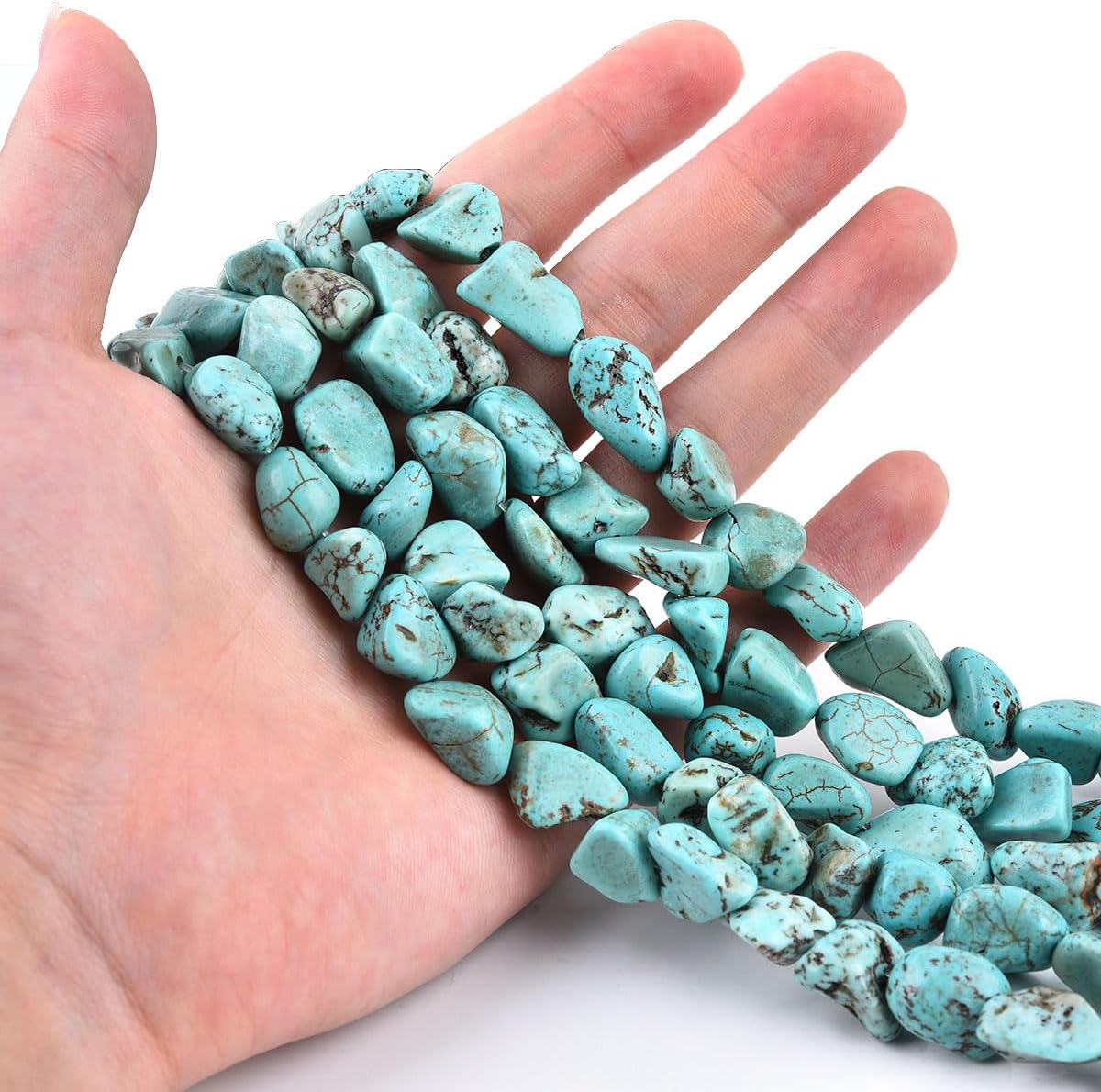 15 Inch 10-12mm Turquoise Gemstone Free Form Tumbled Pebble Semi Precious Irregular Strand Drilled Stone Spacer Beads for Jewelry Making - Image 5