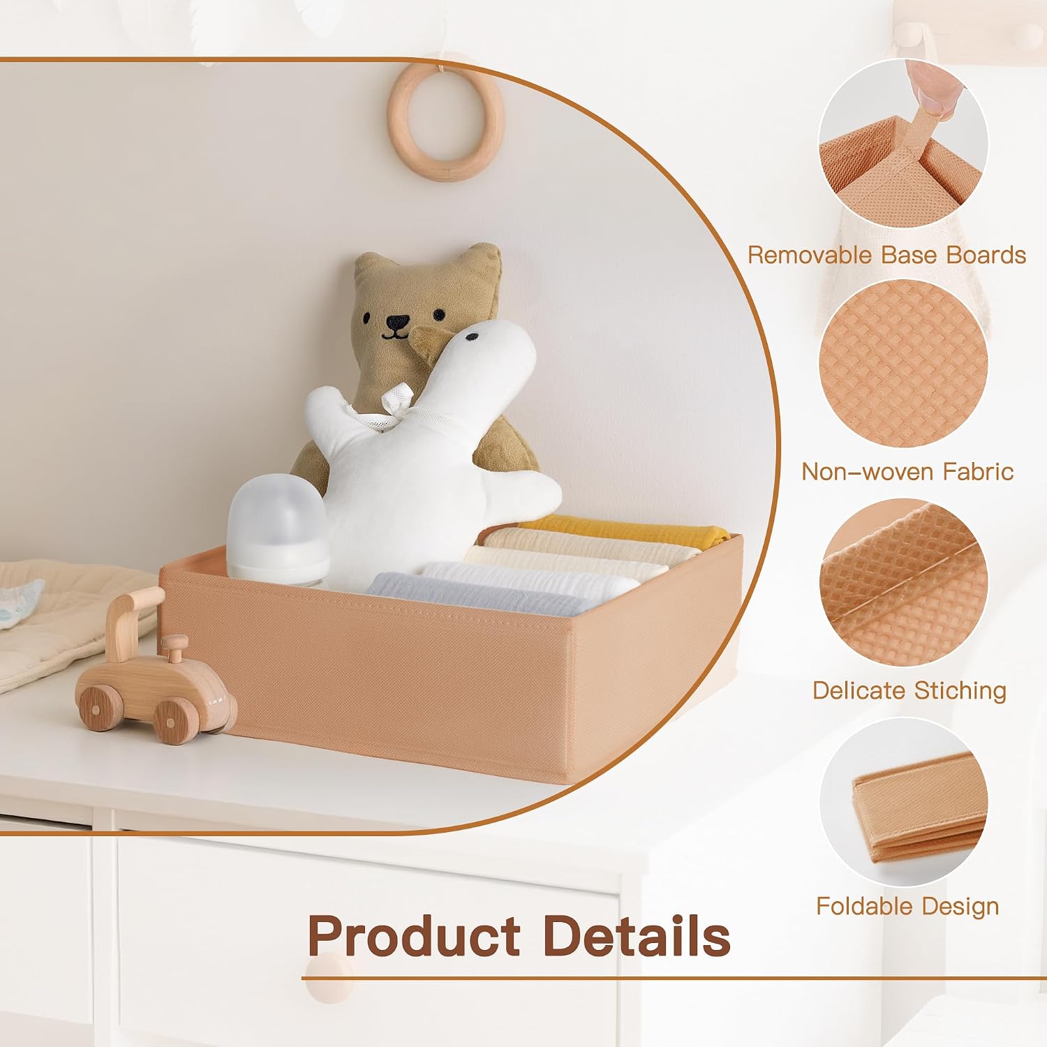 Criusia Drawer Organizer Clothes, 10 Pack Dresser Organizer for Baby Clothes, Underwear, Sock- Foldable Closet Organization and Storage Dividers Bins for Nursery, Bedroom (Brown) image 3