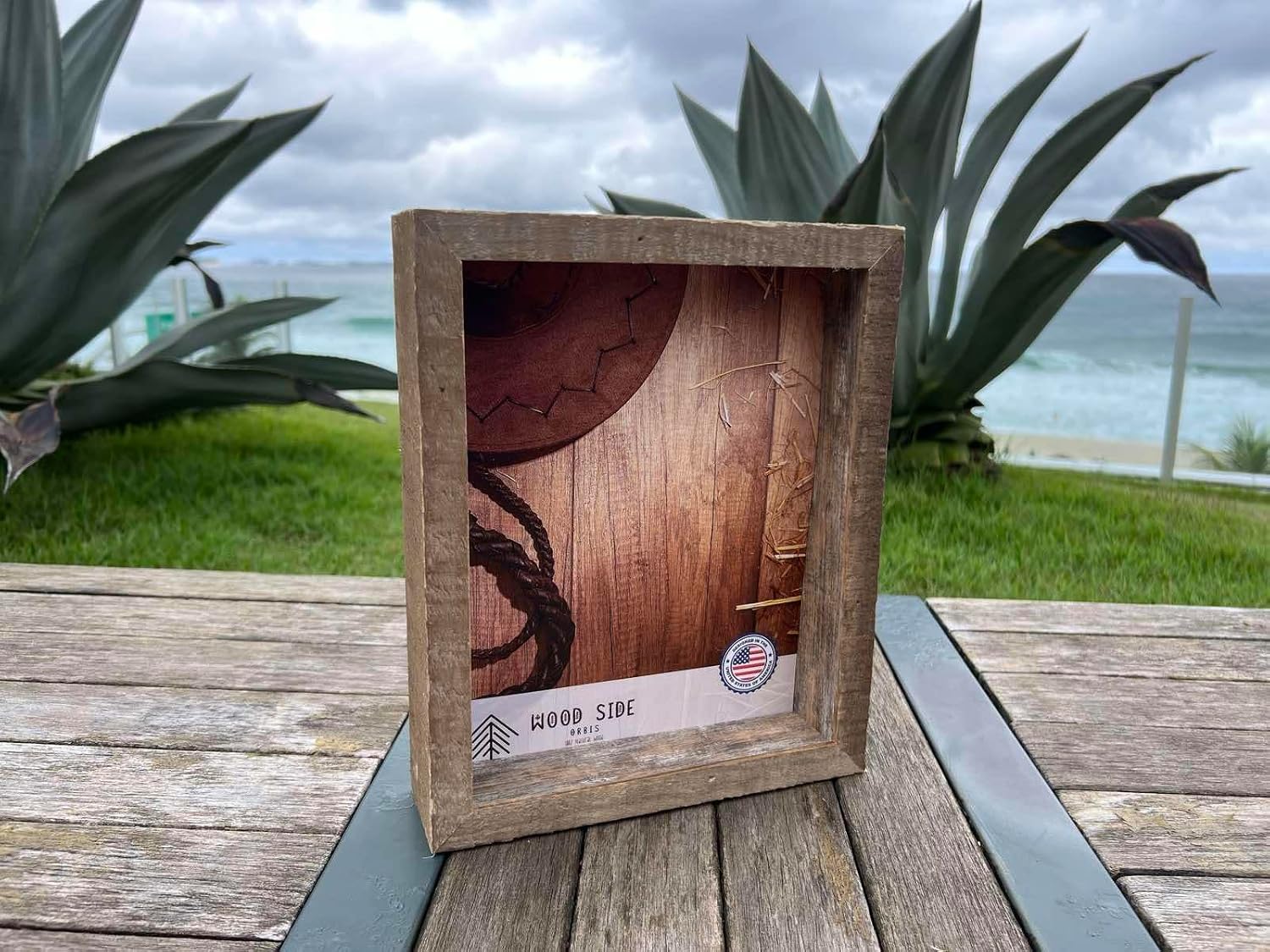 Shadow Box Rustic Picture Frame 12x16 Natural Wood Display Case for Memorabilia, Awards, Medals, Photos - Barnwood