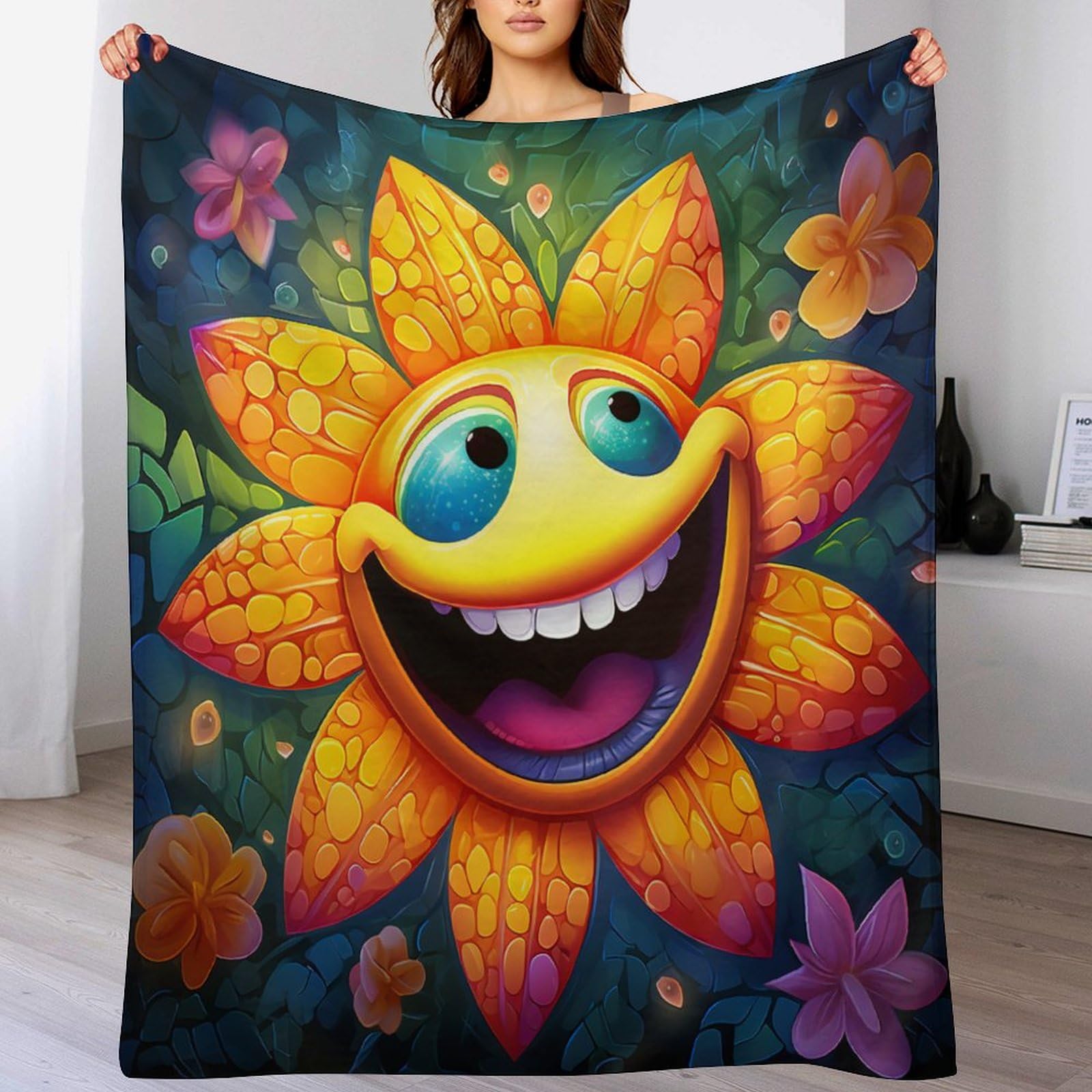 Couverture tournesol flanelle polaire chaude chambre et canapé