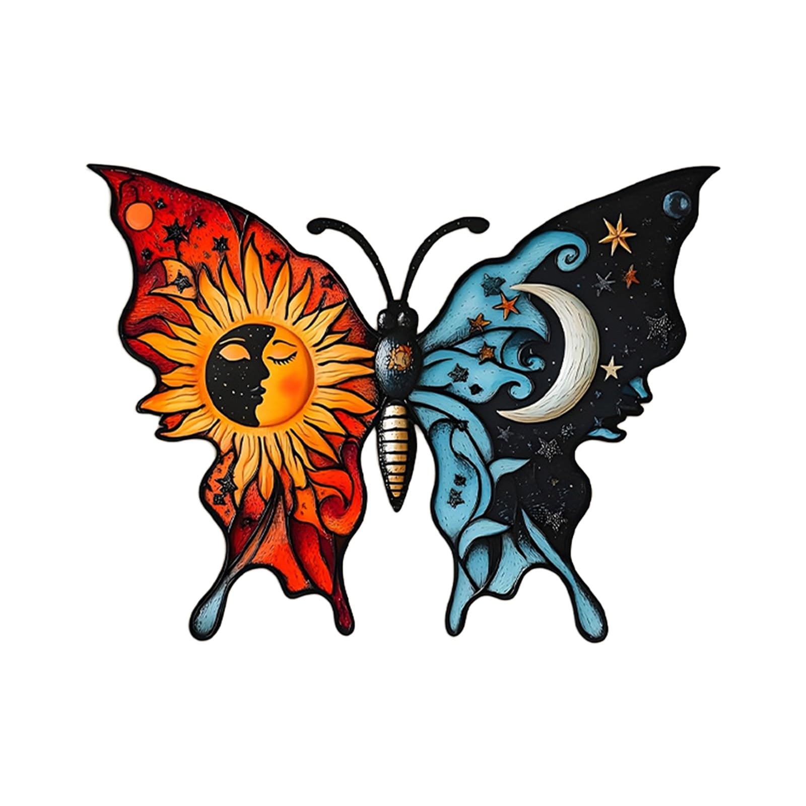 ordinarYone Decorative Colorful Tree Butterfly Wall Art Metal Hanging Sculpture Ornament Rustproof Coating For Indoor Outdoor Use